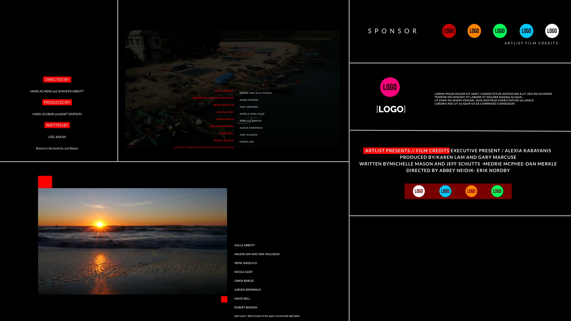 电影制作人美学简约标题字幕电影电视剧片头片尾演员表工作人员名单滚动 AE/PR/FCPX 3合1模板插件 Movie Credits Pack , sucaiwan.com