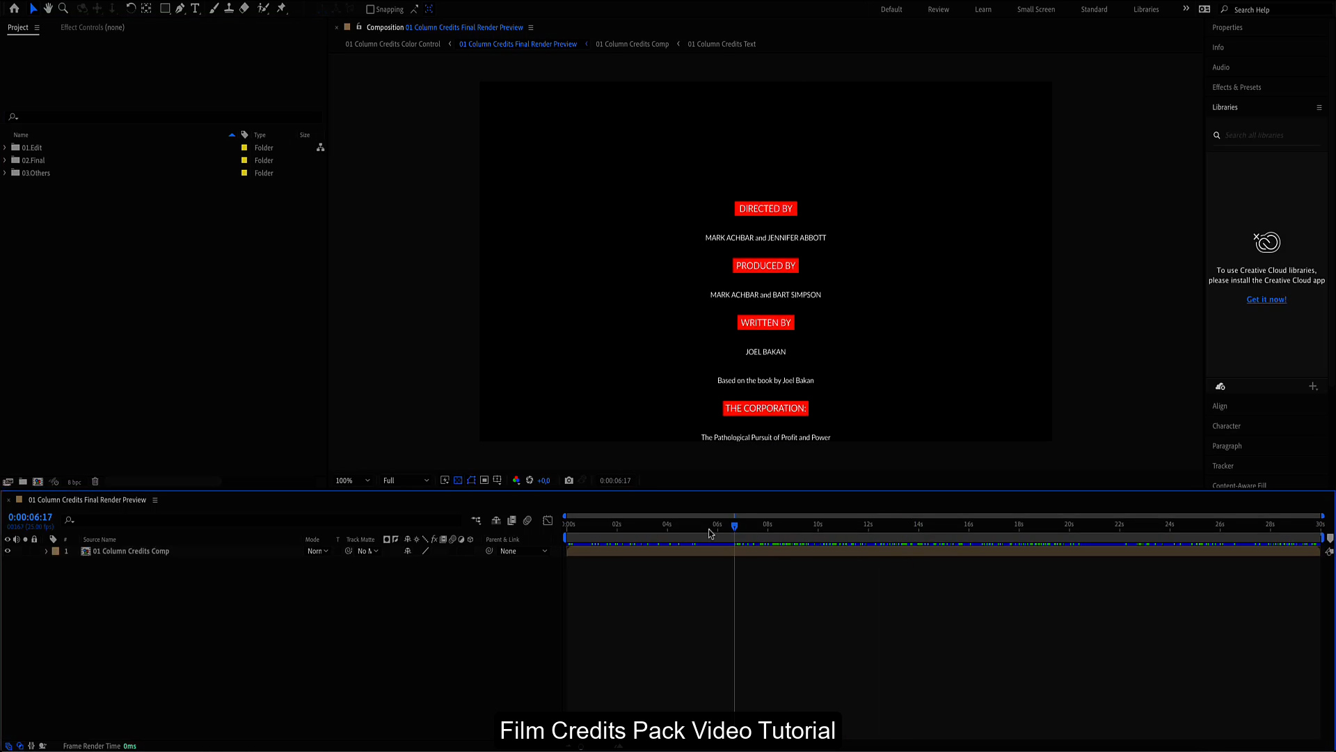 电影制作人美学简约标题字幕电影电视剧片头片尾演员表工作人员名单滚动 AE/PR/FCPX 3合1模板插件 Movie Credits Pack , sucaiwan.com