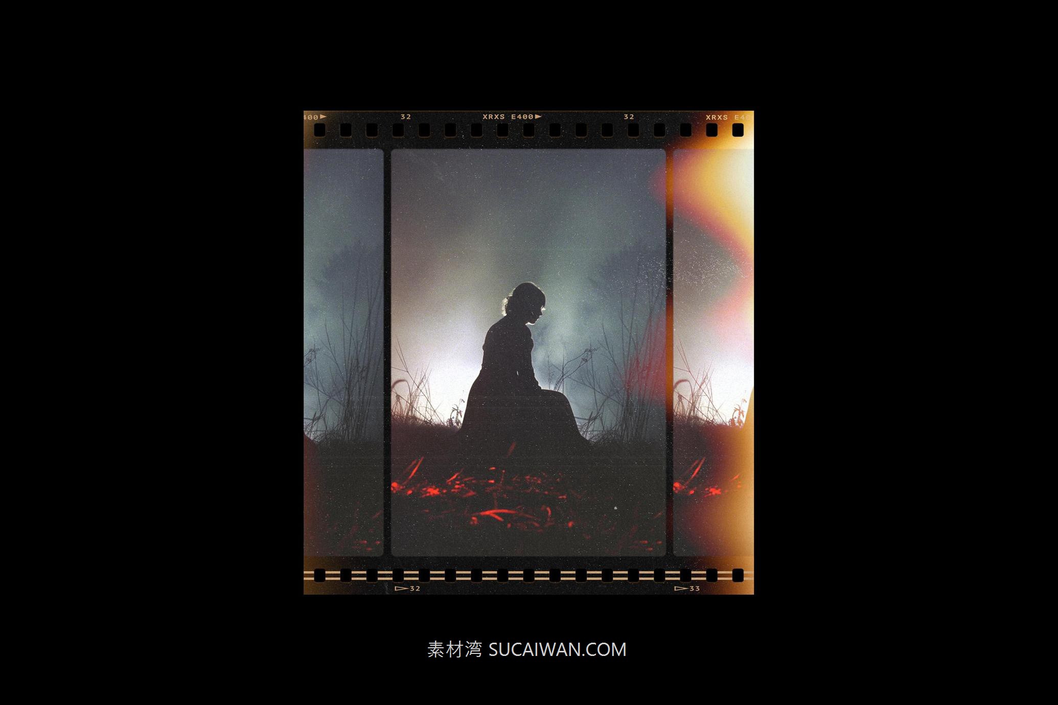 复古做旧电影胶片边框模拟燥点划痕图像照片PSD特效样机素材 Vintage Film Frames Mockups , sucaiwan.com