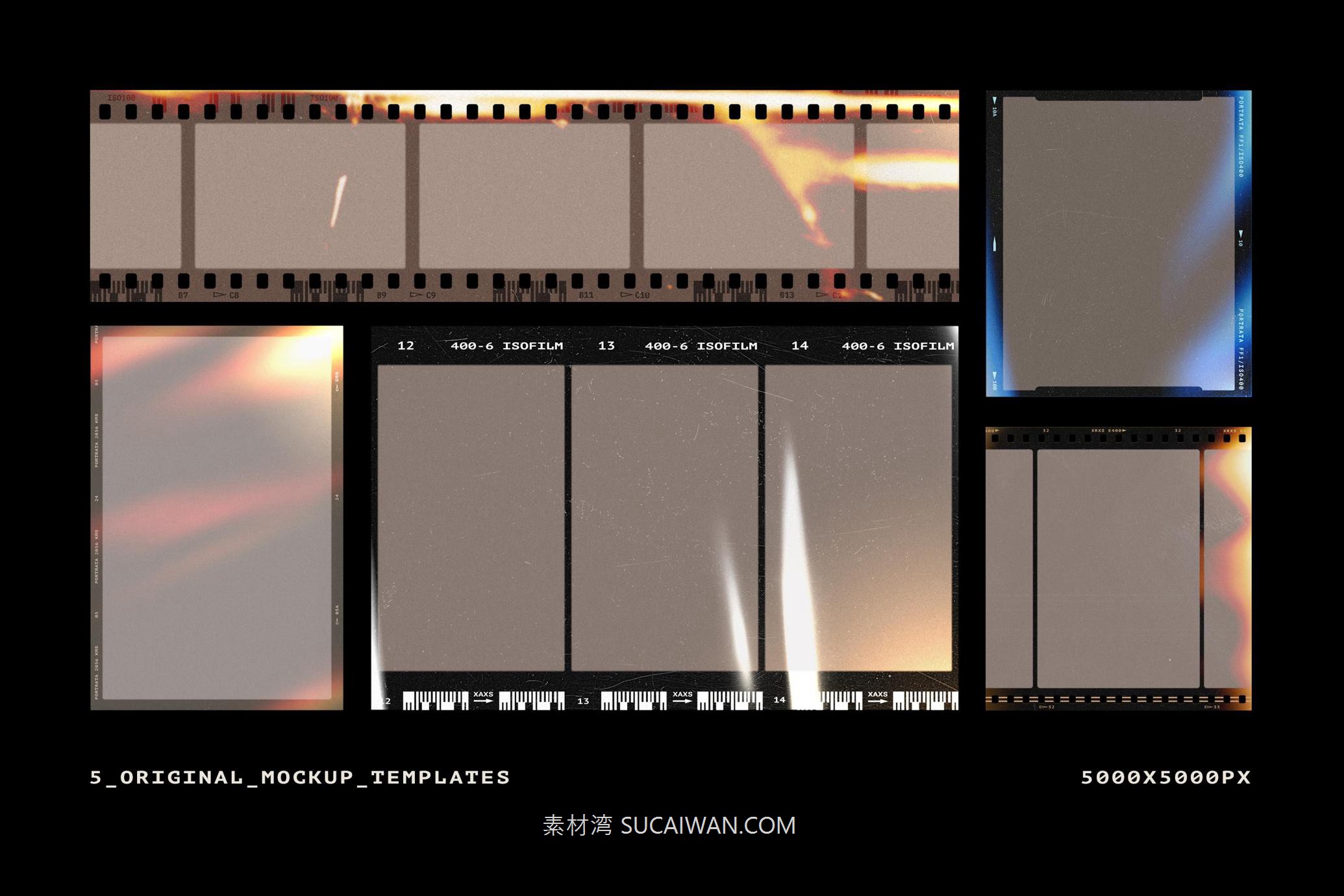 复古做旧电影胶片边框模拟燥点划痕图像照片PSD特效样机素材 Vintage Film Frames Mockups , sucaiwan.com