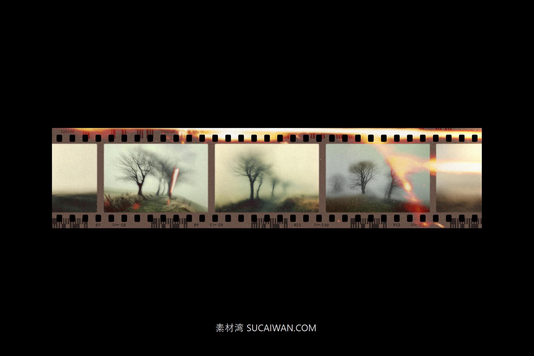 复古做旧电影胶片边框模拟燥点划痕图像照片PSD特效样机素材 Vintage Film Frames Mockups , sucaiwan.com