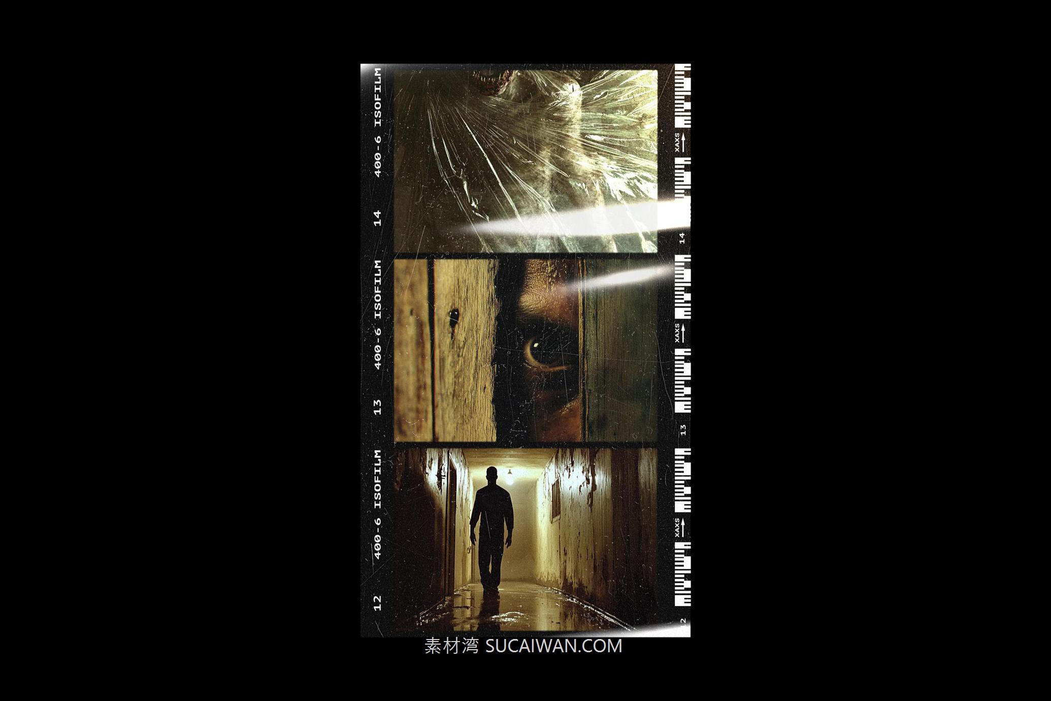 复古做旧电影胶片边框模拟燥点划痕图像照片PSD特效样机素材 Vintage Film Frames Mockups , sucaiwan.com