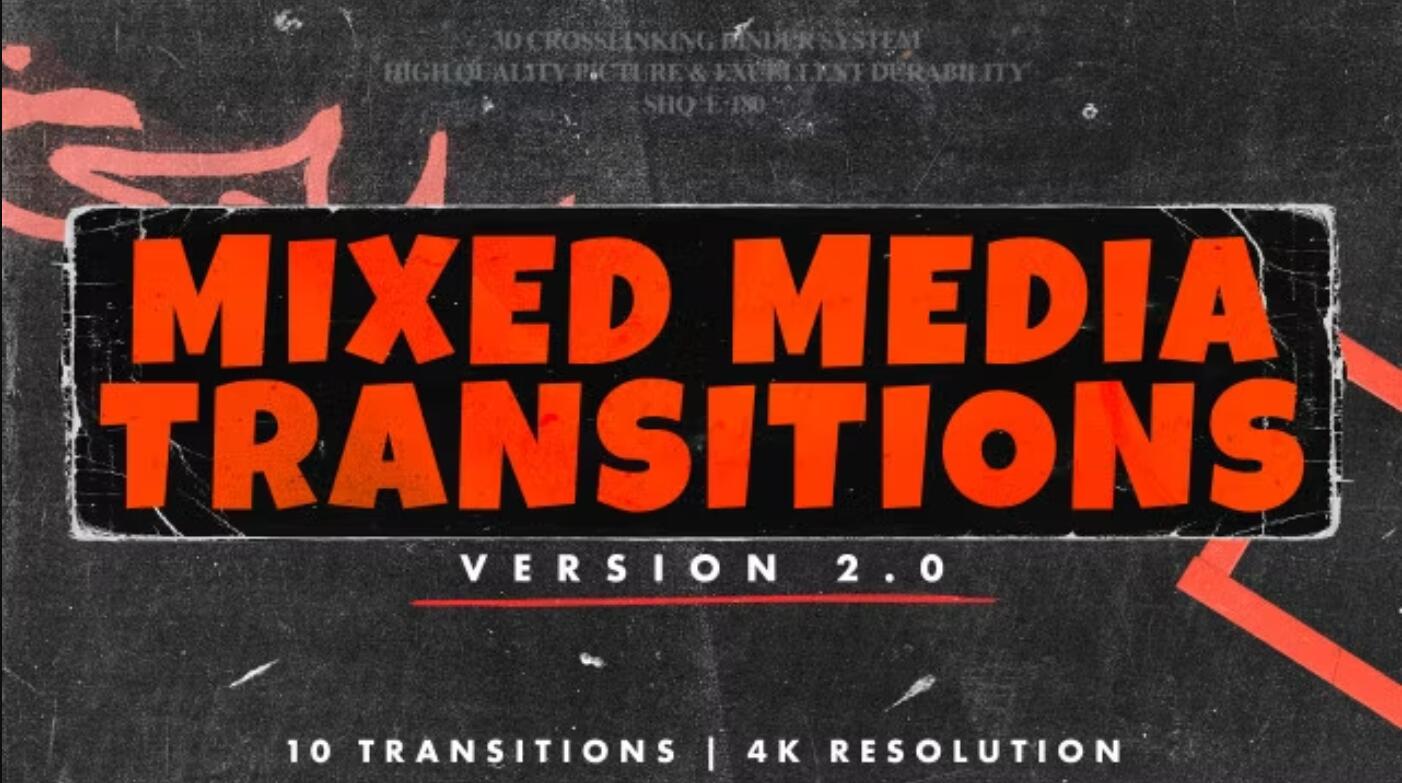 PR模板：复古混合媒体风格纸张褶皱涂鸦定格动画胶带纹理剪辑叠加转场模板 , sucaiwan.com