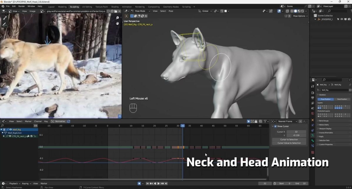 Vfx Grace Wolf Animation Blender野狼动物3D骨骼绑定动画视频教程 中英文字幕 , 第7张-素材湾丨精选海外优质设计素材资源 Vfx Grace Wolf Animation Blender野狼动物3D骨骼绑定动画视频教程 中英文字幕 , sucaiwan.com
