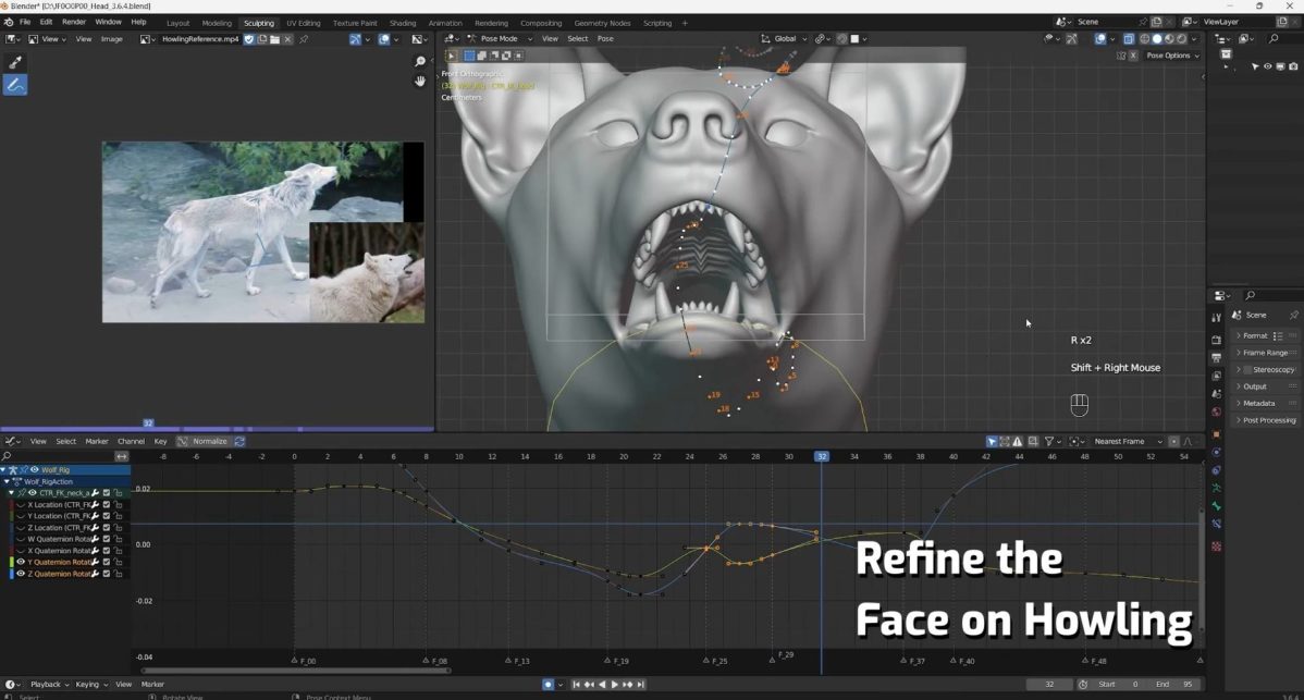 Vfx Grace Wolf Animation Blender野狼动物3D骨骼绑定动画视频教程 中英文字幕 , 第11张-素材湾丨精选海外优质设计素材资源 Vfx Grace Wolf Animation Blender野狼动物3D骨骼绑定动画视频教程 中英文字幕 , sucaiwan.com