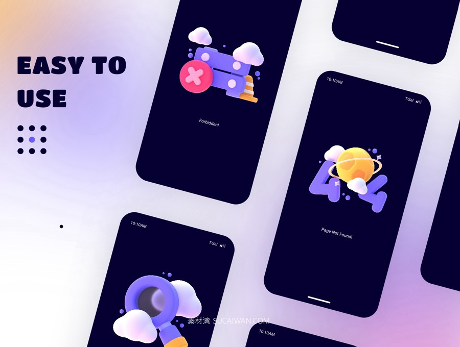 15款卡通趣味网页手机404空状态占位图标插图设计Blender/Png格式素材 UNIXX – Empty State Element 3D , sucaiwan.com