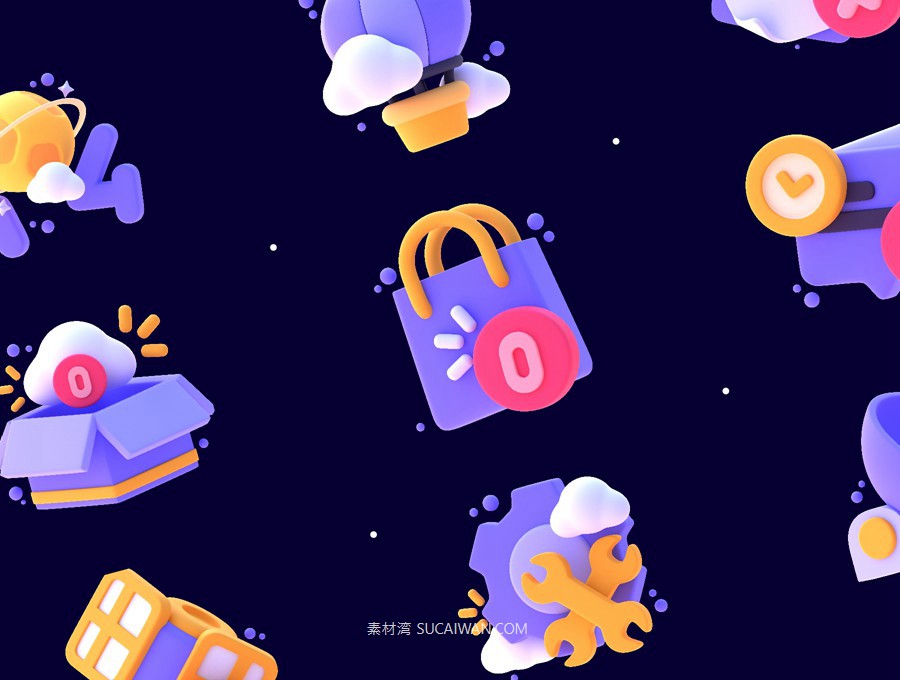 15款卡通趣味网页手机404空状态占位图标插图设计Blender/Png格式素材 UNIXX – Empty State Element 3D , sucaiwan.com