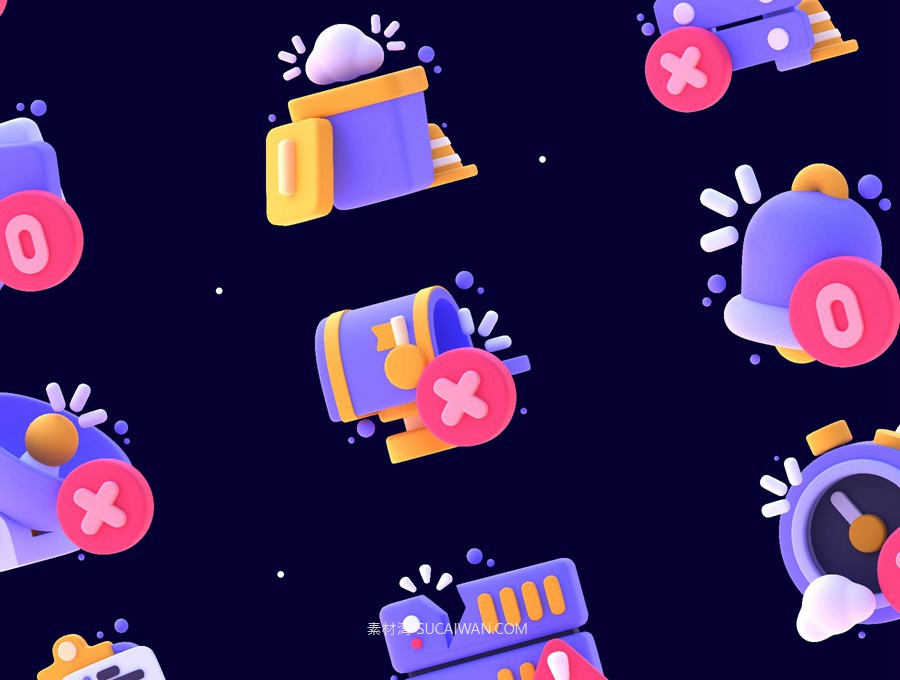 15款卡通趣味网页手机404空状态占位图标插图设计Blender/Png格式素材 UNIXX – Empty State Element 3D , sucaiwan.com