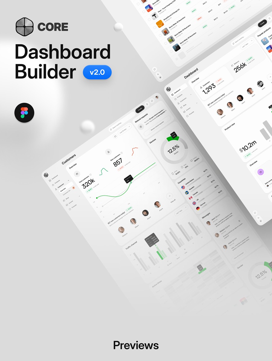 990个响应式双配色数据统计看板仪表盘ui界面设计模板+组件figma素材 Core 2.0 – Dashboard Builder , 第9张-素材湾丨精选海外优质设计素材资源 990个响应式双配色数据统计看板仪表盘ui界面设计模板+组件figma素材 Core 2.0 – Dashboard Builder , sucaiwan.com