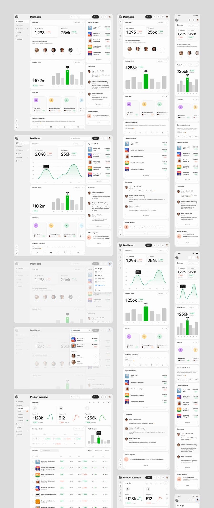 990个响应式双配色数据统计看板仪表盘ui界面设计模板+组件figma素材 Core 2.0 – Dashboard Builder , 第10张-素材湾丨精选海外优质设计素材资源 990个响应式双配色数据统计看板仪表盘ui界面设计模板+组件figma素材 Core 2.0 – Dashboard Builder , sucaiwan.com