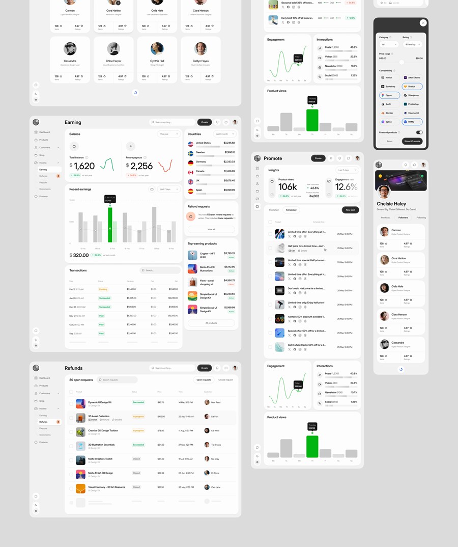 990个响应式双配色数据统计看板仪表盘ui界面设计模板+组件figma素材 Core 2.0 – Dashboard Builder , 第18张-素材湾丨精选海外优质设计素材资源 990个响应式双配色数据统计看板仪表盘ui界面设计模板+组件figma素材 Core 2.0 – Dashboard Builder , sucaiwan.com