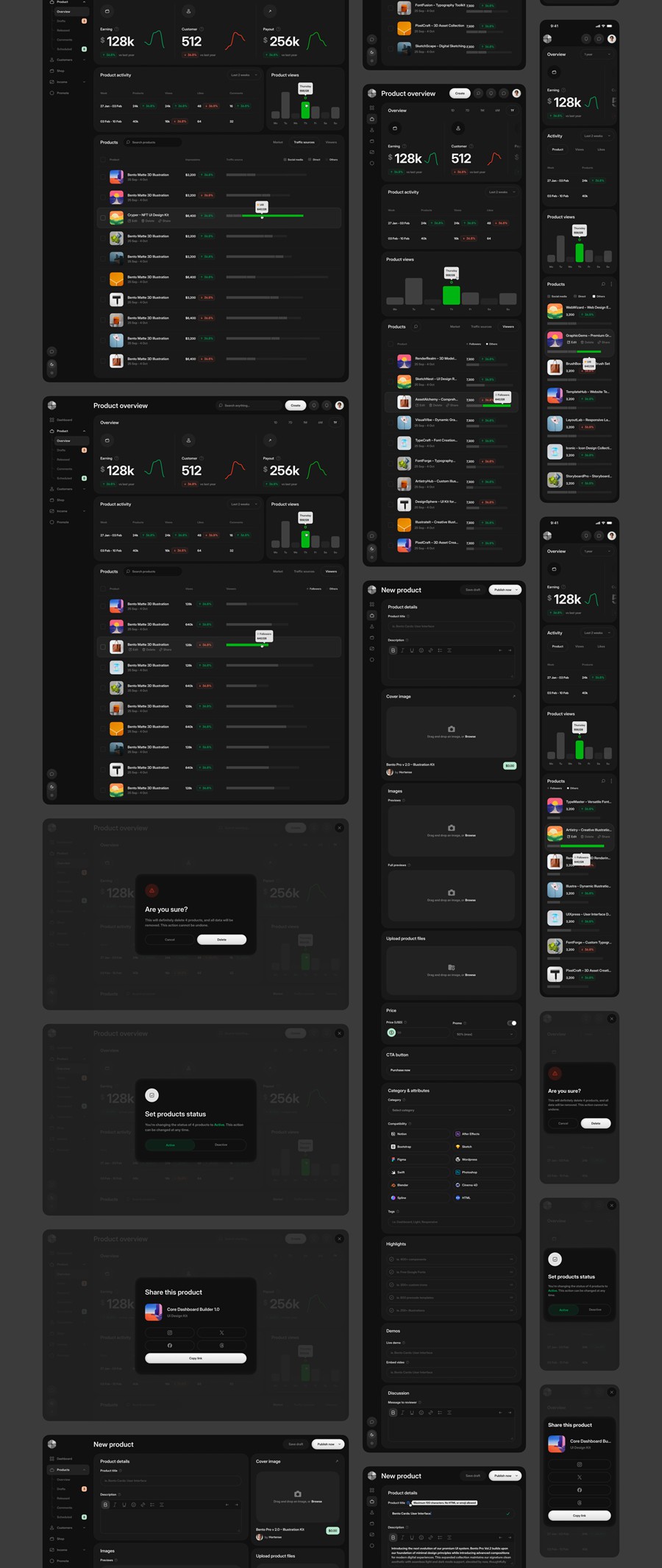 990个响应式双配色数据统计看板仪表盘ui界面设计模板+组件figma素材 Core 2.0 – Dashboard Builder , 第21张-素材湾丨精选海外优质设计素材资源 990个响应式双配色数据统计看板仪表盘ui界面设计模板+组件figma素材 Core 2.0 – Dashboard Builder , sucaiwan.com
