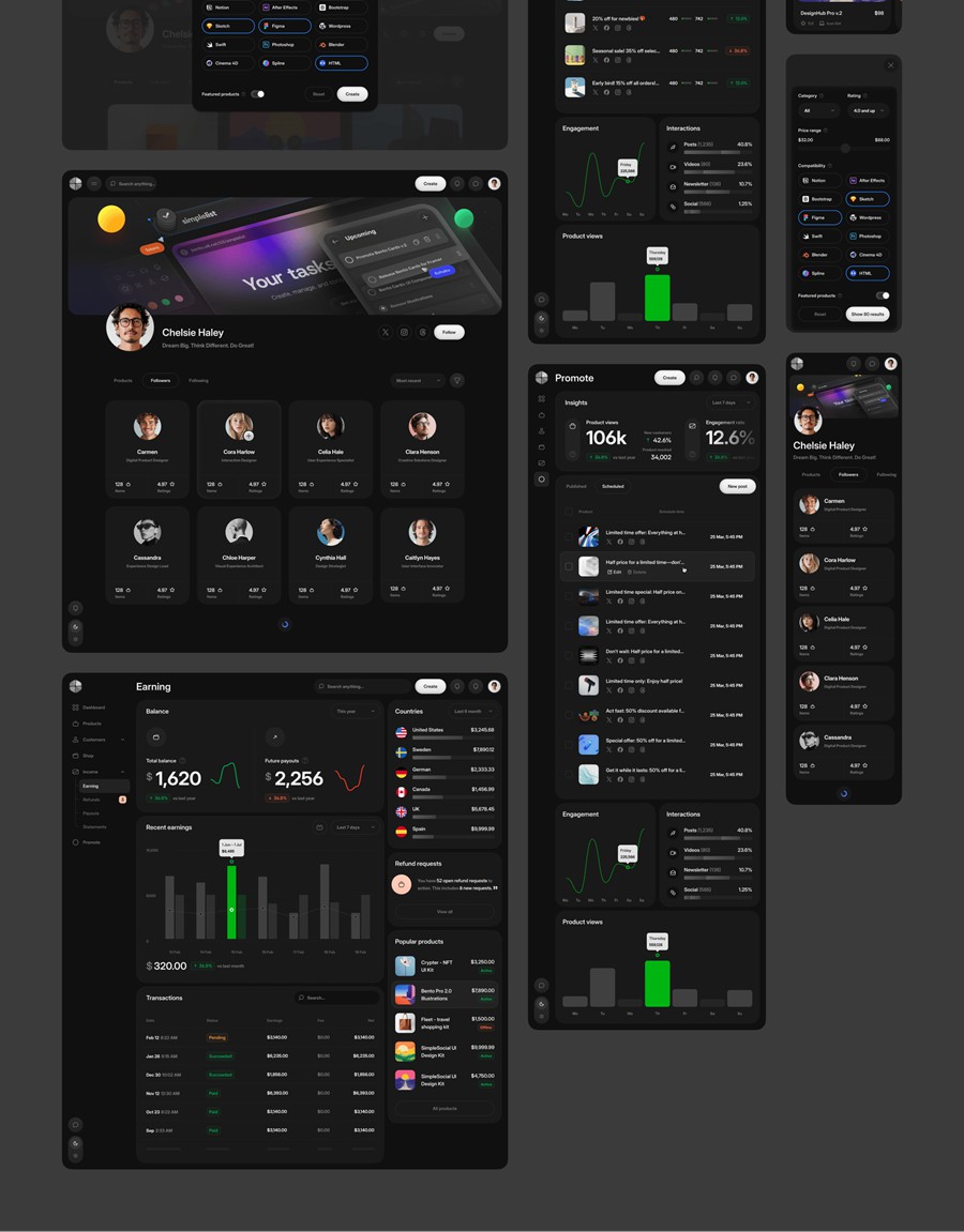 990个响应式双配色数据统计看板仪表盘ui界面设计模板+组件figma素材 Core 2.0 – Dashboard Builder , 第27张-素材湾丨精选海外优质设计素材资源 990个响应式双配色数据统计看板仪表盘ui界面设计模板+组件figma素材 Core 2.0 – Dashboard Builder , sucaiwan.com