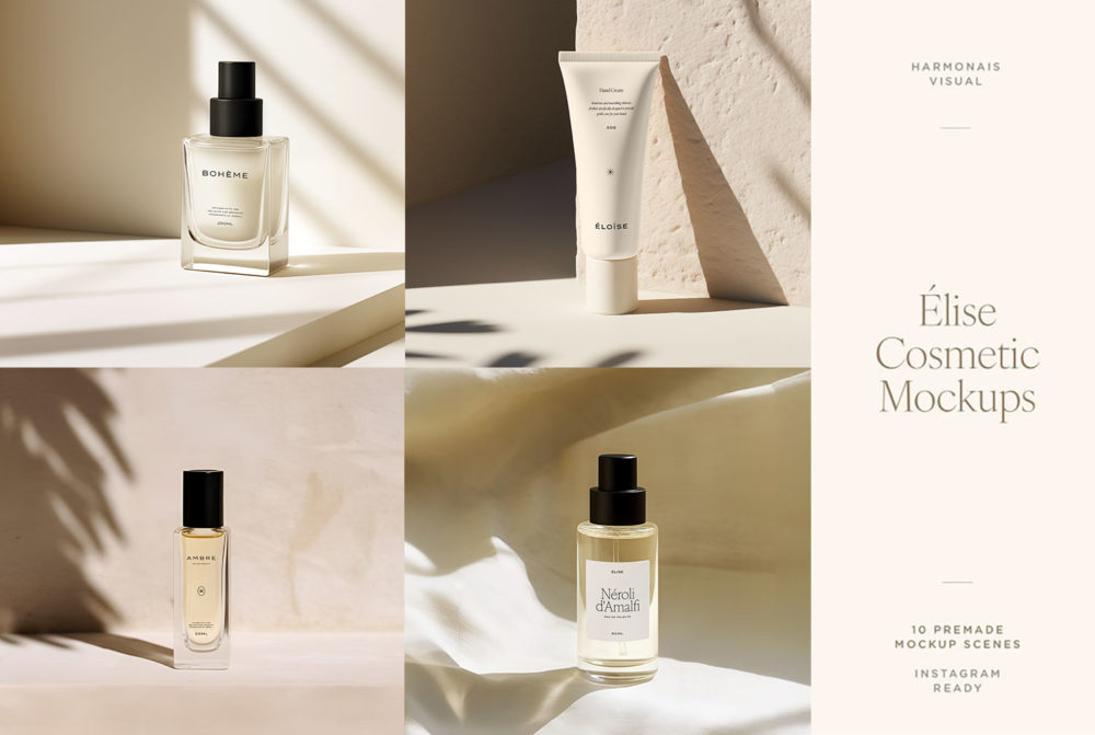 10款高级优雅化妆品香水精华乳液洗面奶软管玻璃瓶设计PS展示贴图样机模板 Harmonais Visual – Cosmetics Mockup , 第1张-素材湾丨精选海外优质设计素材资源 10款高级优雅化妆品香水精华乳液洗面奶软管玻璃瓶设计PS展示贴图样机模板 Harmonais Visual – Cosmetics Mockup , sucaiwan.com