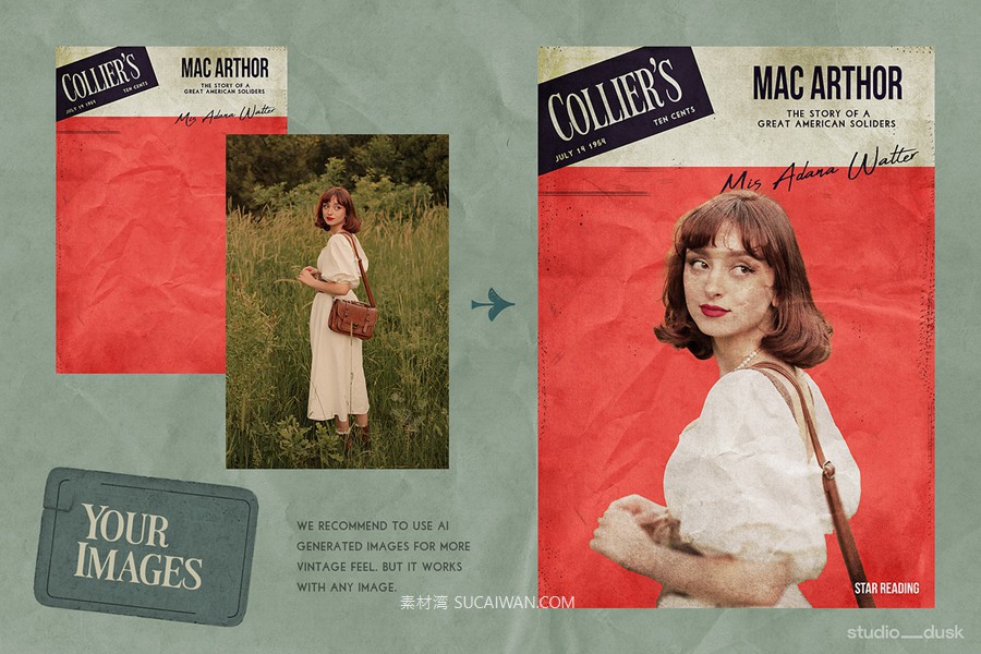 15款50年代做旧划痕书籍画册杂志海报封面设计PSD分层源文件模板 50’s Magazine Cover Templates , 第2张-素材湾丨精选海外优质设计素材资源 15款50年代做旧划痕书籍画册杂志海报封面设计PSD分层源文件模板 50’s Magazine Cover Templates , sucaiwan.com