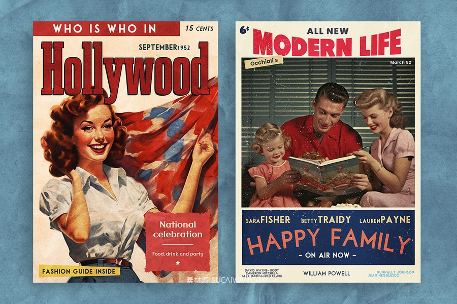 15款50年代做旧划痕书籍画册杂志海报封面设计PSD分层源文件模板 50’s Magazine Cover Templates , 第9张-素材湾丨精选海外优质设计素材资源 15款50年代做旧划痕书籍画册杂志海报封面设计PSD分层源文件模板 50’s Magazine Cover Templates , sucaiwan.com