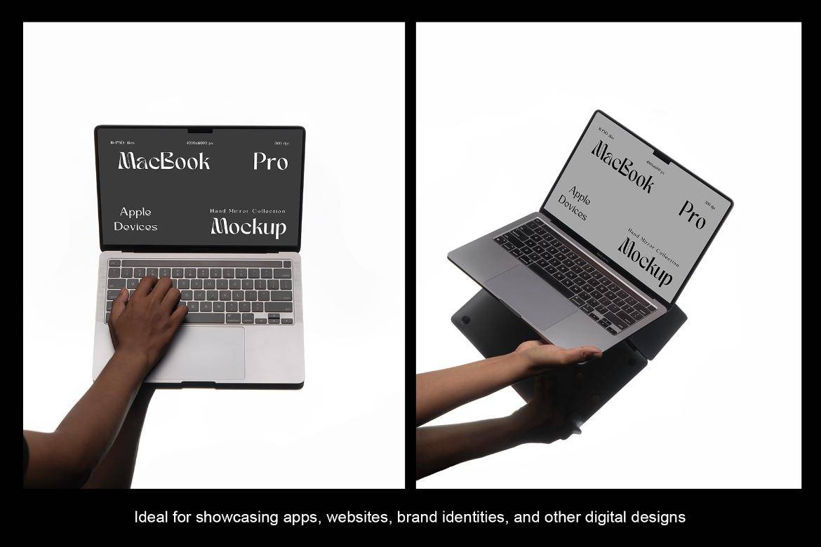 16款极简网站ui界面作品集设计手持苹果MacBook笔记本电脑贴图PSD样机模板 MacBook Mockups , sucaiwan.com