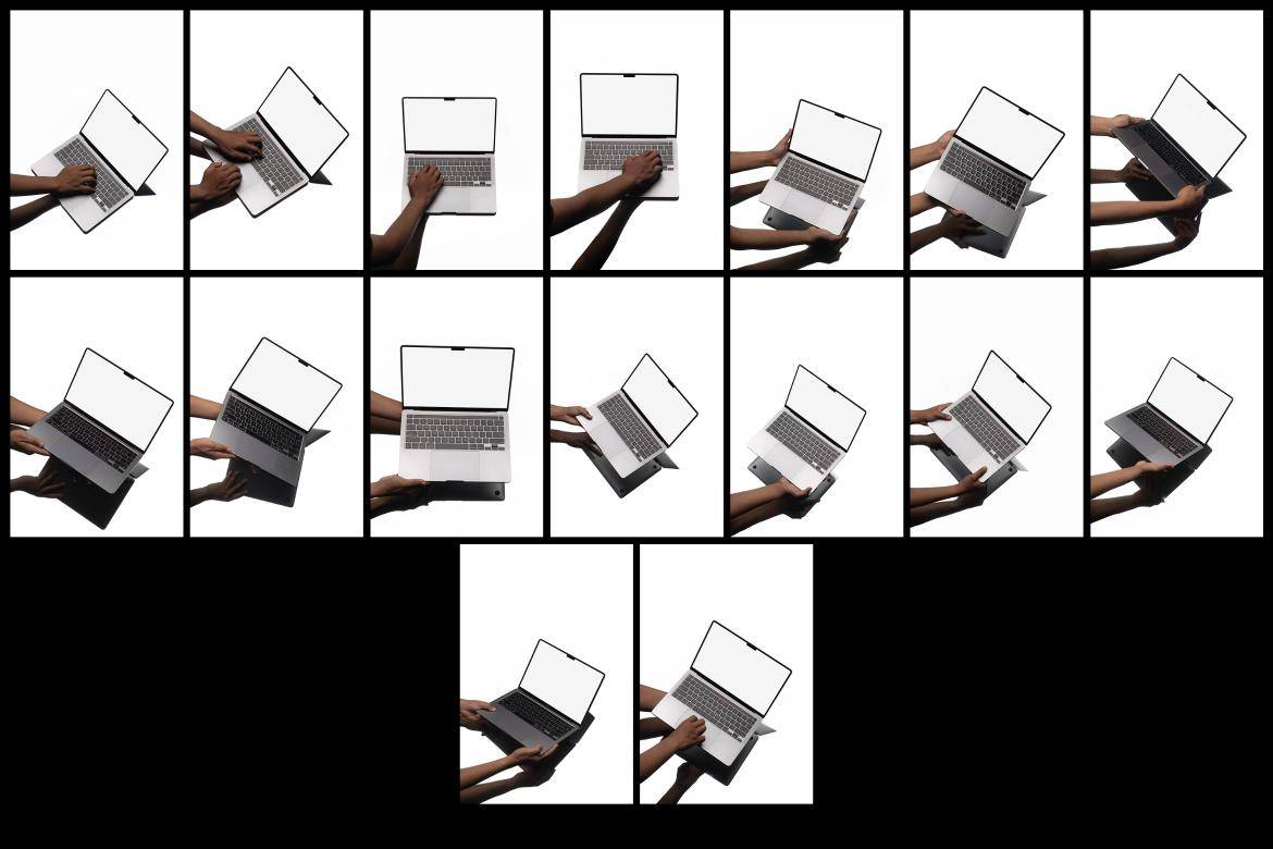 16款极简网站ui界面作品集设计手持苹果MacBook笔记本电脑贴图PSD样机模板 MacBook Mockups , sucaiwan.com