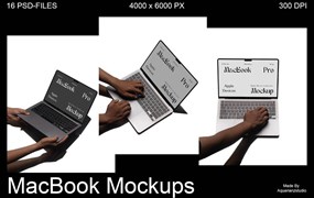16款极简网站ui界面作品集设计手持苹果MacBook笔记本电脑贴图PSD样机模板 MacBook Mockups