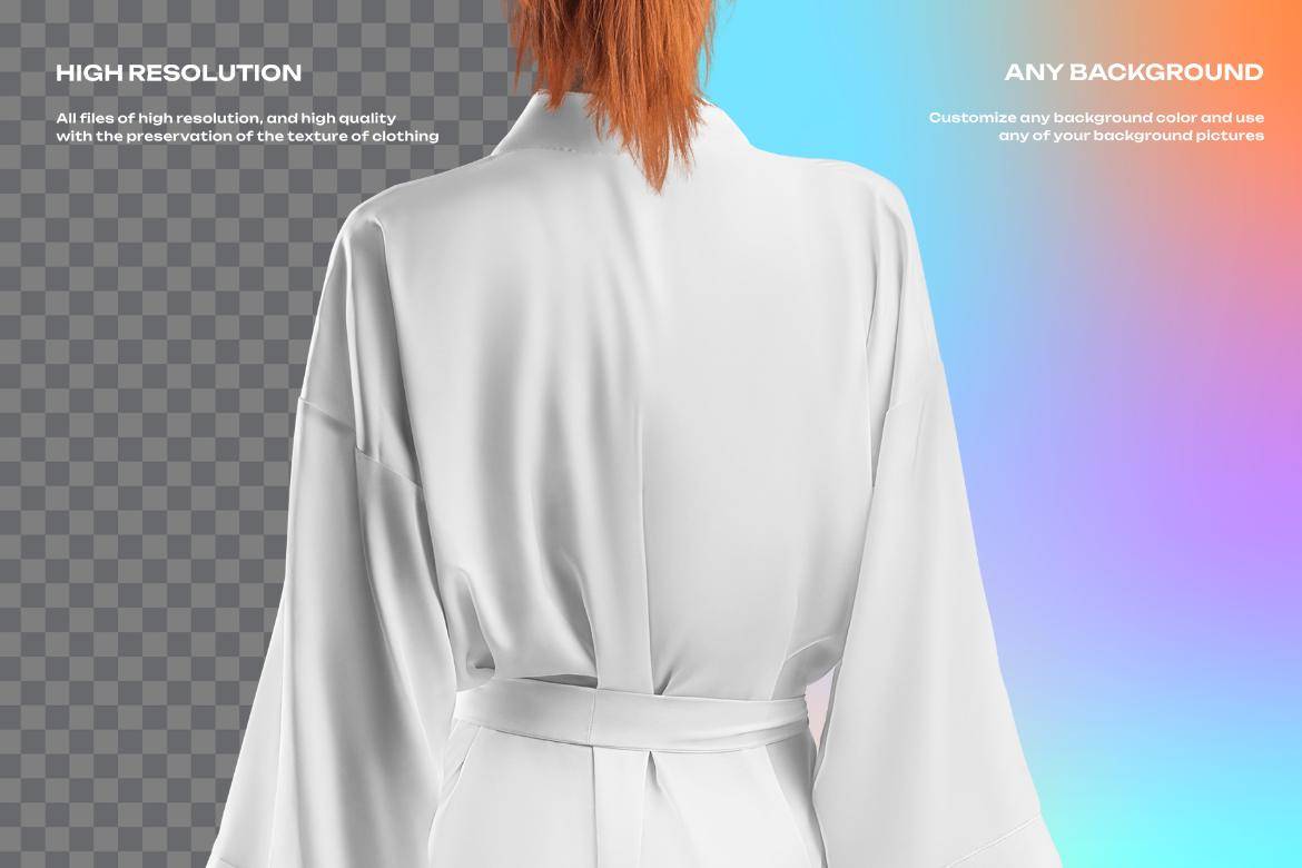 6款国外模特真丝女式睡衣睡袍睡裙印花图案设计PS智能贴图样机模板 6 Mockups of a Silk Robe. Vol 02 , 第6张-素材湾丨精选海外优质设计素材资源 6款国外模特真丝女式睡衣睡袍睡裙印花图案设计PS智能贴图样机模板 6 Mockups of a Silk Robe. Vol 02 , sucaiwan.com