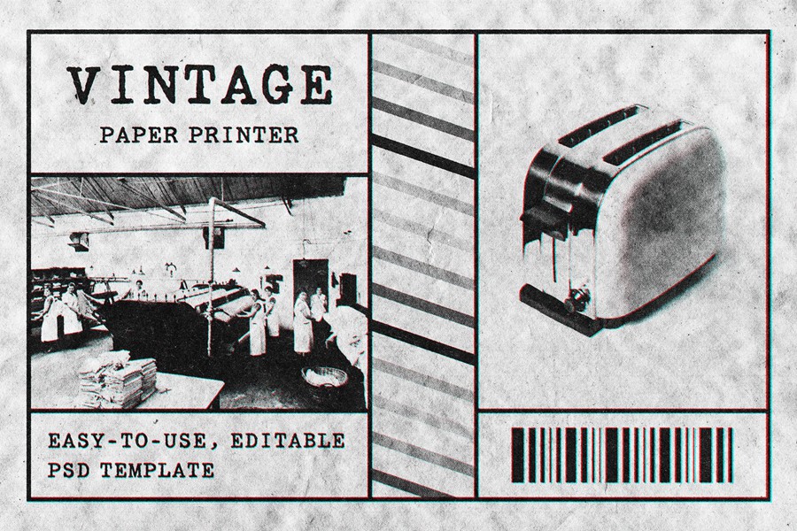 复古灰尘燥点照片效果ps特效滤镜样机 Vintage Paper Printer Design Effect , 第1张-素材湾丨精选海外优质设计素材资源 复古灰尘燥点照片效果ps特效滤镜样机 Vintage Paper Printer Design Effect , sucaiwan.com