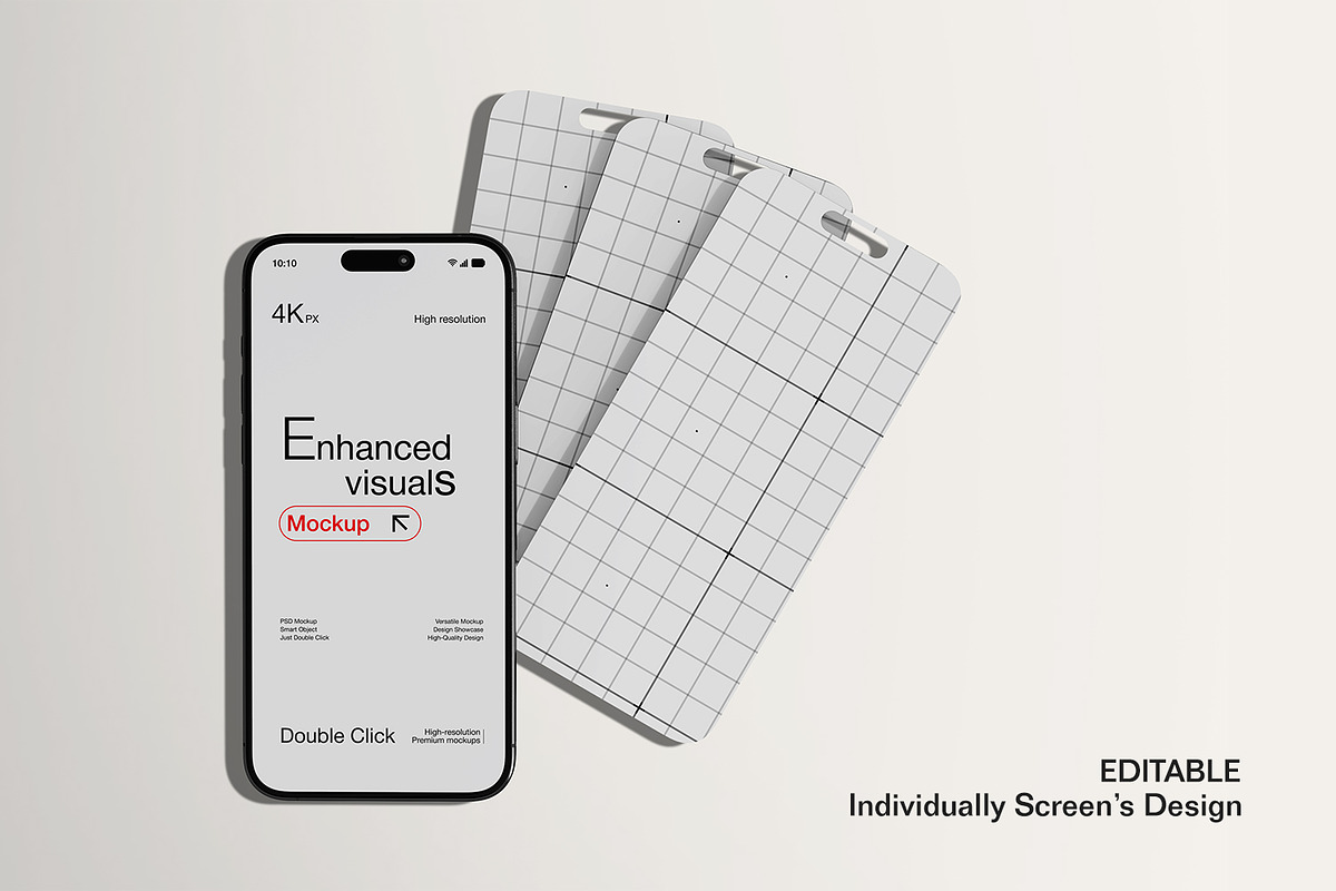 30款逼真ui界面作品集设计苹果iPhone16 Pro手机书籍折页展示效果图PSD样机模板 Smartphone & Book with Card Mockup Set , sucaiwan.com