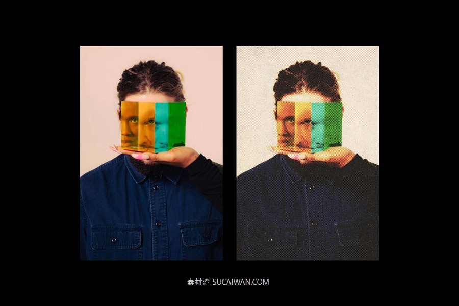 复古老式冲压头发灰尘噪点正宗印刷打印logo徽标特效叠加PSD样机 Authentic Vintage Printer , sucaiwan.com