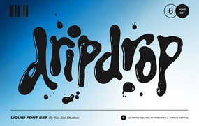 时尚前卫流体y2k品牌海报包装设计装饰英文字体安装包 Dripdrop Liquid Font Set