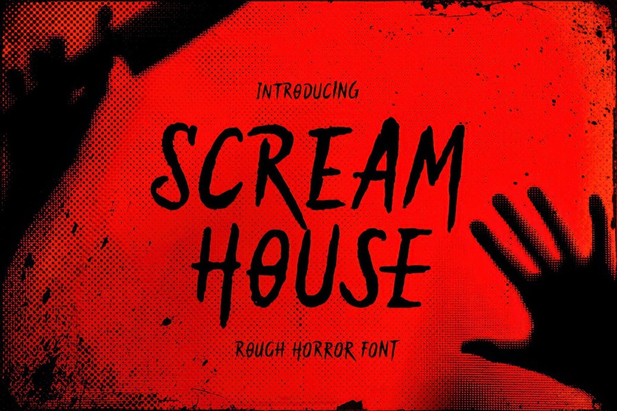 恐怖涂鸦电影海报邀请函徽标设计手写英文字体安装包 Scream House — Rough Horror Font , 第1张-素材湾丨精选海外优质设计素材资源 恐怖涂鸦电影海报邀请函徽标设计手写英文字体安装包 Scream House — Rough Horror Font , sucaiwan.com