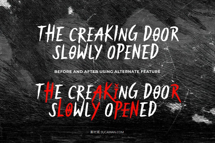 恐怖涂鸦电影海报邀请函徽标设计手写英文字体安装包 Scream House — Rough Horror Font , 第5张-素材湾丨精选海外优质设计素材资源 恐怖涂鸦电影海报邀请函徽标设计手写英文字体安装包 Scream House — Rough Horror Font , sucaiwan.com