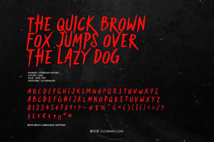 恐怖涂鸦电影海报邀请函徽标设计手写英文字体安装包 Scream House — Rough Horror Font , 第9张-素材湾丨精选海外优质设计素材资源 恐怖涂鸦电影海报邀请函徽标设计手写英文字体安装包 Scream House — Rough Horror Font , sucaiwan.com