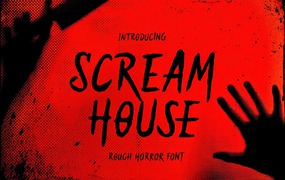 恐怖涂鸦电影海报邀请函徽标设计手写英文字体安装包 Scream House — Rough Horror Font