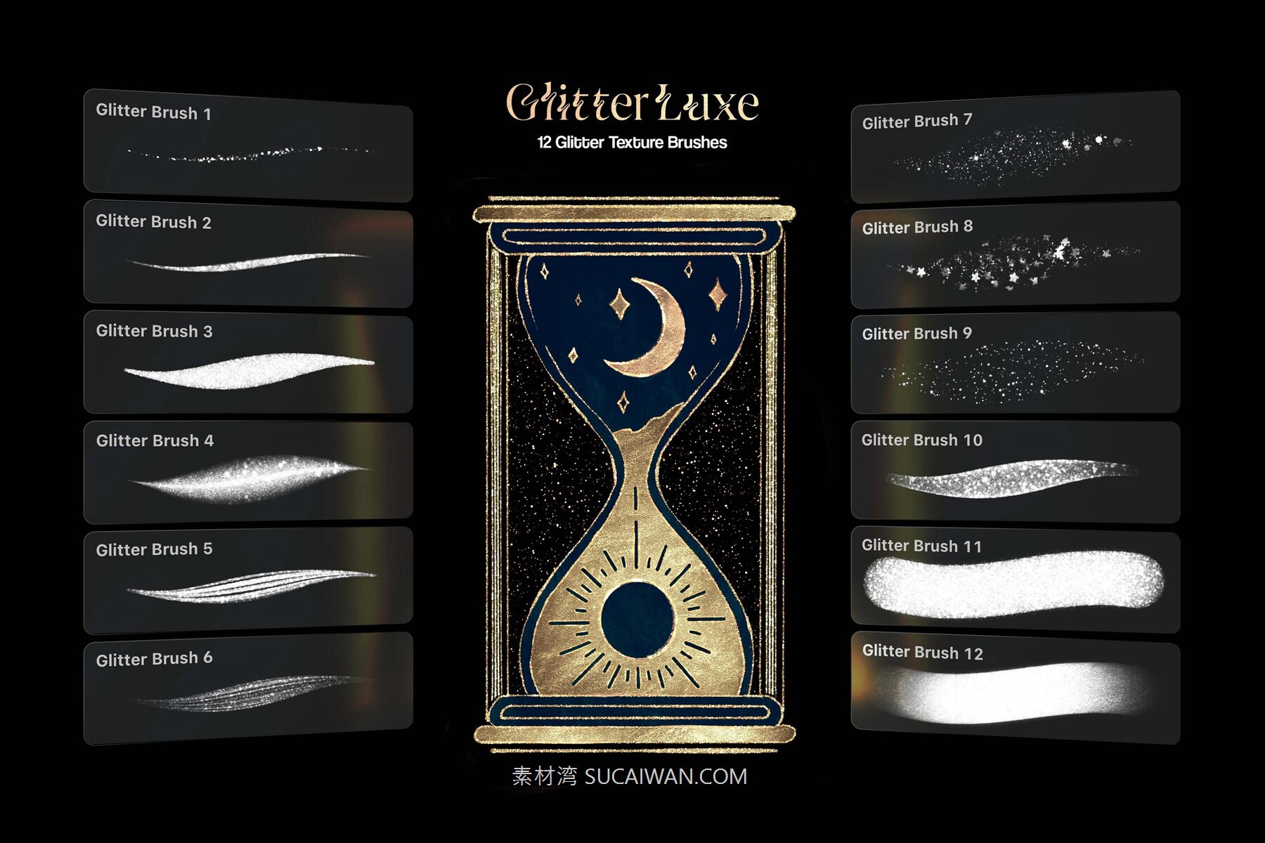 12组发光纹理金属灰尘绘画效果ps笔刷画笔 Photoshop Glitter Texture Brushes , 第5张-素材湾丨精选海外优质设计素材资源 12组发光纹理金属灰尘绘画效果ps笔刷画笔 Photoshop Glitter Texture Brushes , sucaiwan.com