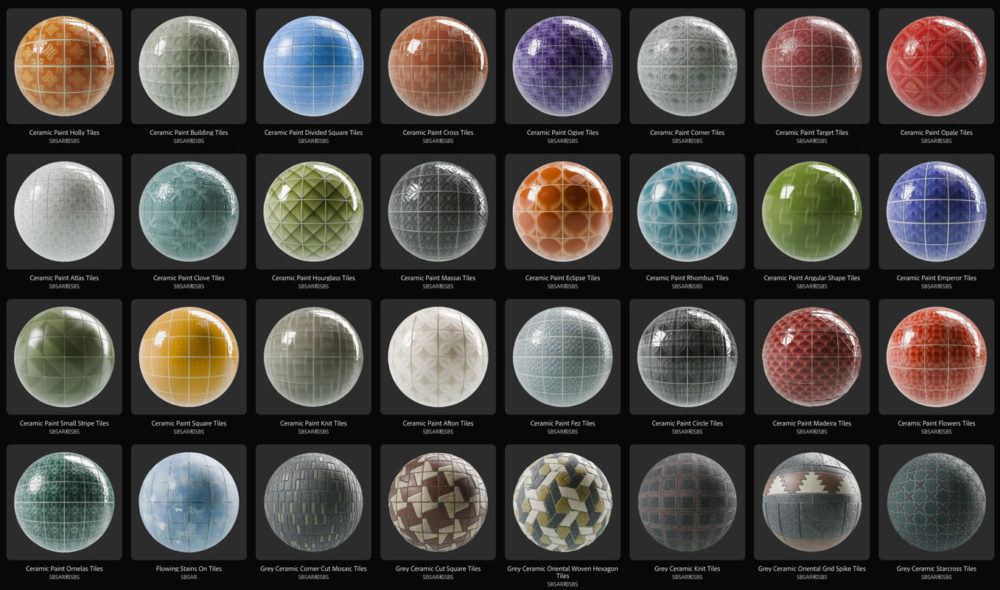 200款抽象3D贴图材质Substance资产素材包 Substance Materials – Ceramic category 200+ materials , sucaiwan.com