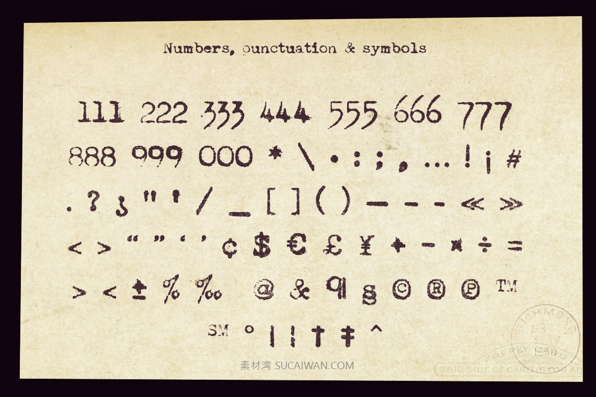 英文字体:复古老式古董喷墨打字机效果Logo标题衬线字体 Typewriter typeface not my type , 第7张-素材湾丨精选海外优质设计素材资源 英文字体:复古老式古董喷墨打字机效果Logo标题衬线字体 Typewriter typeface not my type , sucaiwan.com
