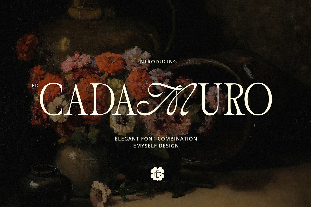 经典美感优雅流畅曲线品牌海报logo设计衬线英文字体安装包素材 ED Cadamuro – Combination font , sucaiwan.com