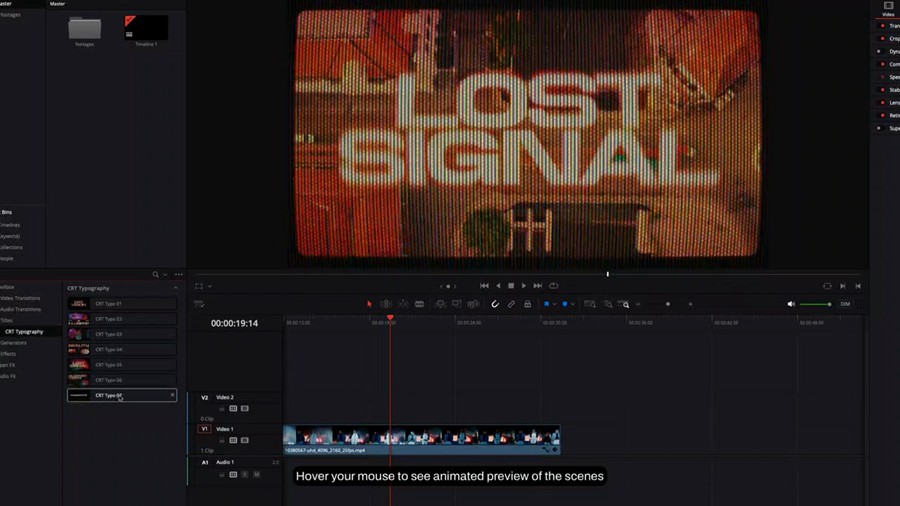 7款复古CRT电视故障效果视频标题文字CRT动画达芬奇预设 CRT Typography , sucaiwan.com