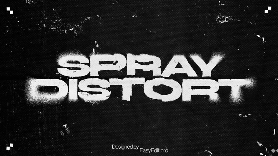 复古时尚邋遢喷雾扭曲文本标题排版动画PR Mogrt模板 Spray Distort Typography , sucaiwan.com