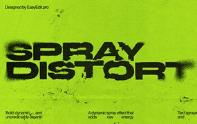 复古时尚邋遢喷雾扭曲文本标题排版动画PR Mogrt模板 Spray Distort Typography