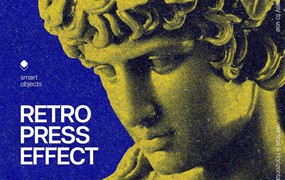 复古粒状riso印刷照片效果ps特效滤镜样机 Retro Press Design Effect