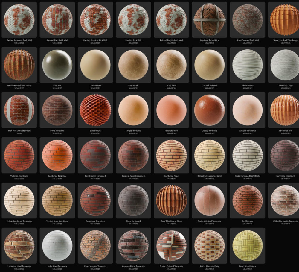 逼真Substance/SP贴图材质墙砖地板瓷砖窗户3D模型资产包 Substance Materials – Terracotta category 200+ materials , sucaiwan.com