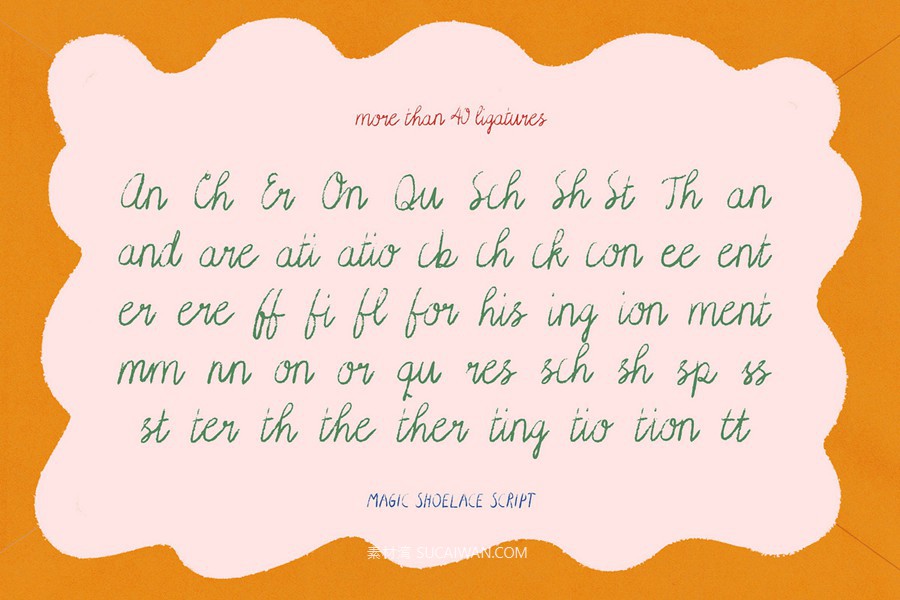 英文字体：复古优雅俏皮随意手写铅笔纹理连笔标题logo排版字体 Magic Shoelace Handwritten Font Duo , sucaiwan.com