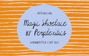 英文字体：复古优雅俏皮随意手写铅笔纹理连笔标题logo排版字体 Magic Shoelace Handwritten Font Duo