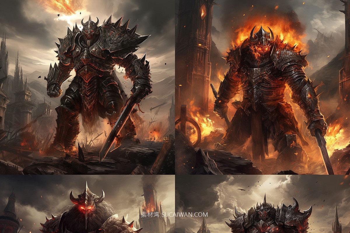 392组Ai智能Midjourney生成游戏人物野蛮人手机电脑壁纸图片+代码关键词素材 392 Midjourney Prompts for Barbarians , sucaiwan.com