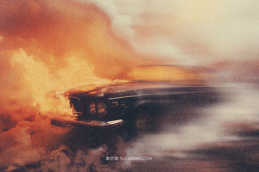 复古粒状模糊灰尘照片效果ps特效滤镜样机 Blurred Cinematic Photo Template , sucaiwan.com