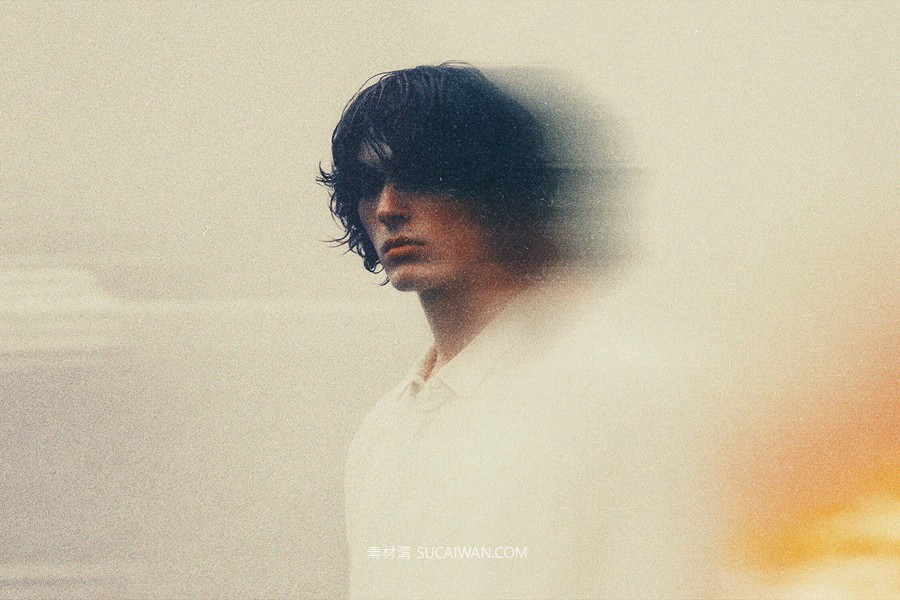 复古粒状模糊灰尘照片效果ps特效滤镜样机 Blurred Cinematic Photo Template , sucaiwan.com