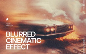 复古粒状模糊灰尘照片效果ps特效滤镜样机 Blurred Cinematic Photo Template