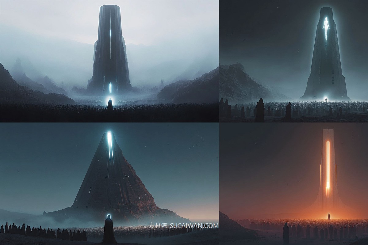 516款AI人工智能Midjourney生成未来科幻赛博朋克场景图片/关键词代码咒语素材包 516 Ai Art Prompts & Images For Minimal Sci-Fi , 第2张-素材湾丨精选海外优质设计素材资源 516款AI人工智能Midjourney生成未来科幻赛博朋克场景图片/关键词代码咒语素材包 516 Ai Art Prompts & Images For Minimal Sci-Fi , sucaiwan.com