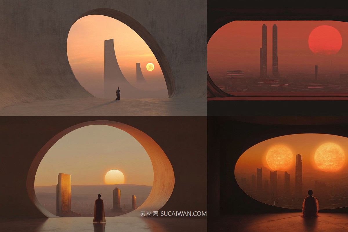 516款AI人工智能Midjourney生成未来科幻赛博朋克场景图片/关键词代码咒语素材包 516 Ai Art Prompts & Images For Minimal Sci-Fi , 第7张-素材湾丨精选海外优质设计素材资源 516款AI人工智能Midjourney生成未来科幻赛博朋克场景图片/关键词代码咒语素材包 516 Ai Art Prompts & Images For Minimal Sci-Fi , sucaiwan.com