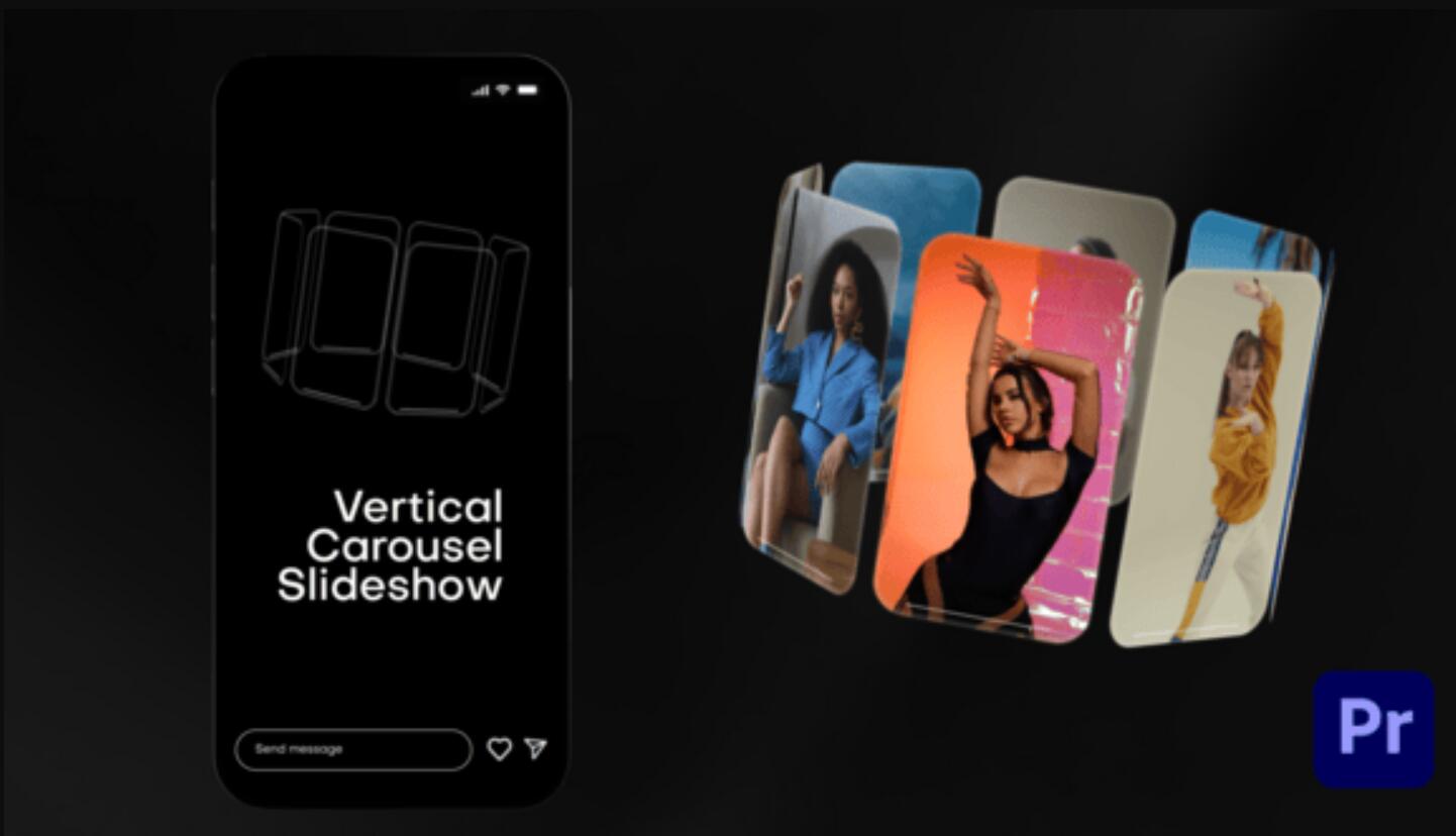 AE/PR模板：沉浸式裸眼3D立体环绕照片轮播竖屏照片展示视觉效果 , sucaiwan.com